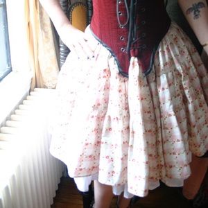 Japanese sweet lolita pink red floral skirt handmade